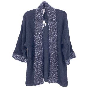 Shana K NWT Womens Open Cardigan Sweater Cozy Fuzzy Plus Sz 2X Black 3/4 sleeve